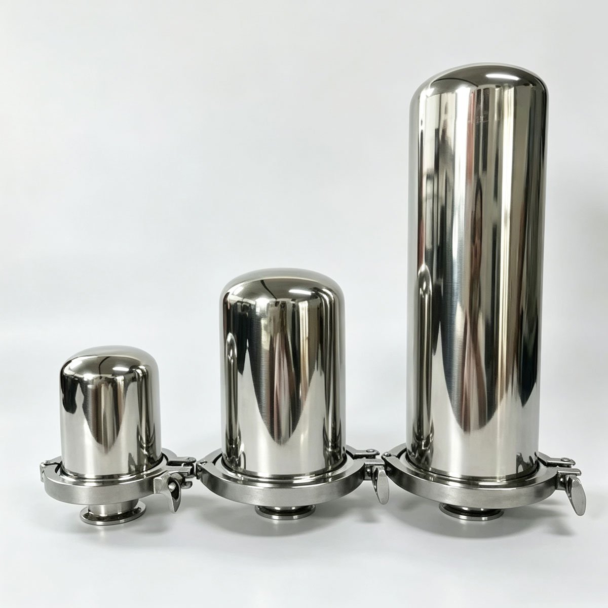 Haoqintech 304 stainless steel sanitary breather filter, tri clamp connection, sterile vent filter installed on fermenter tank top, food pharma grade