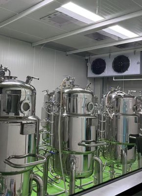 Complete liquid strain cultivation facilities with stainless steel tanks and sanitary systems