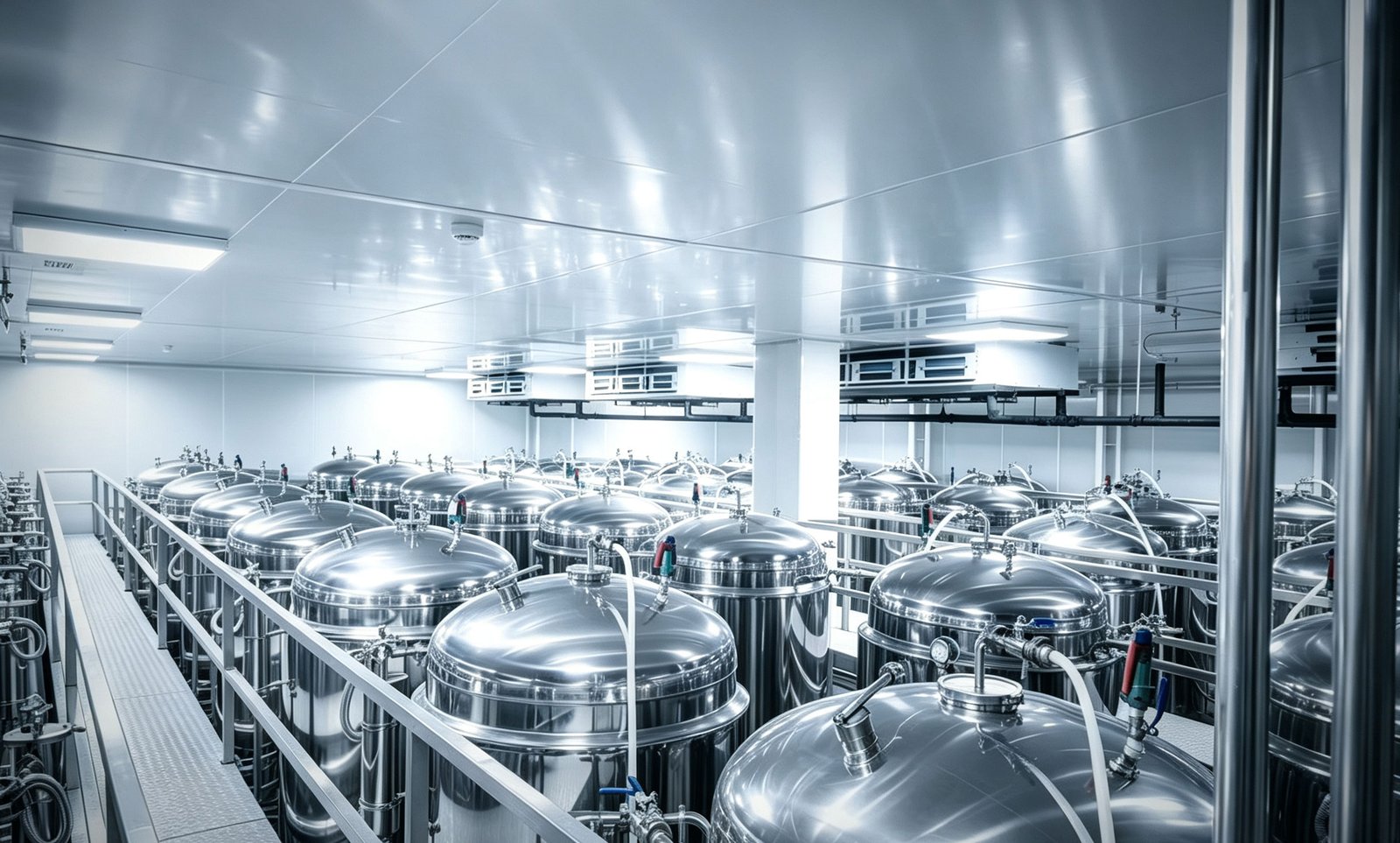 Haoqintech completed project – large-scale stainless steel sanitary tank system in hygienic processing facility