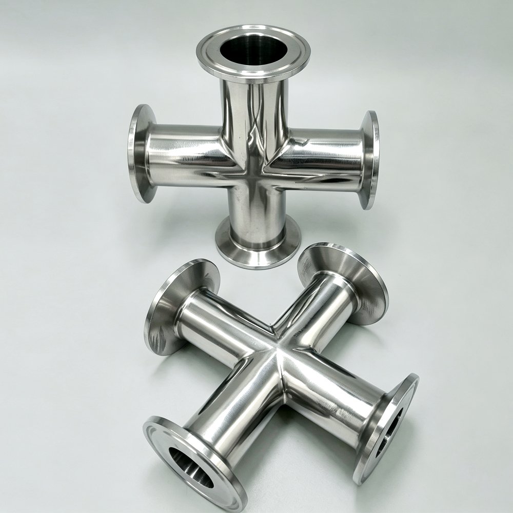 SS304 Sanitary Tri-Clamp Equal Cross 4-Way Fitting