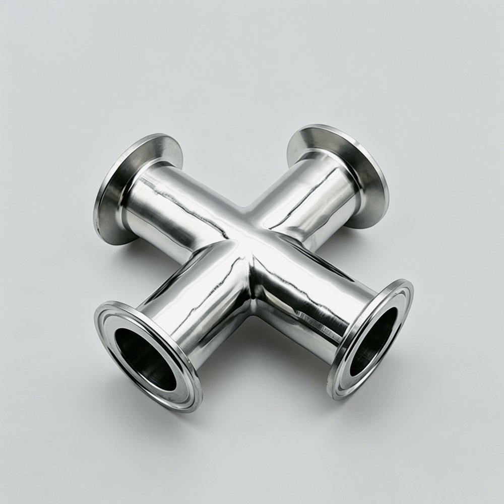 SS304 Sanitary Tri-Clamp Equal Cross 4-Way Fitting