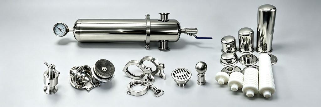 Sanitary stainless steel filters, Tri-Clamps, spray balls, valves and fittings by HAOQINTECH