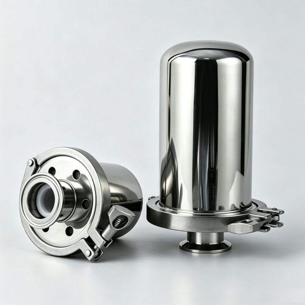 Haoqintech 304 stainless steel sanitary breather filter, tri clamp connection, sterile vent filter installed on fermenter tank top, food pharma grade