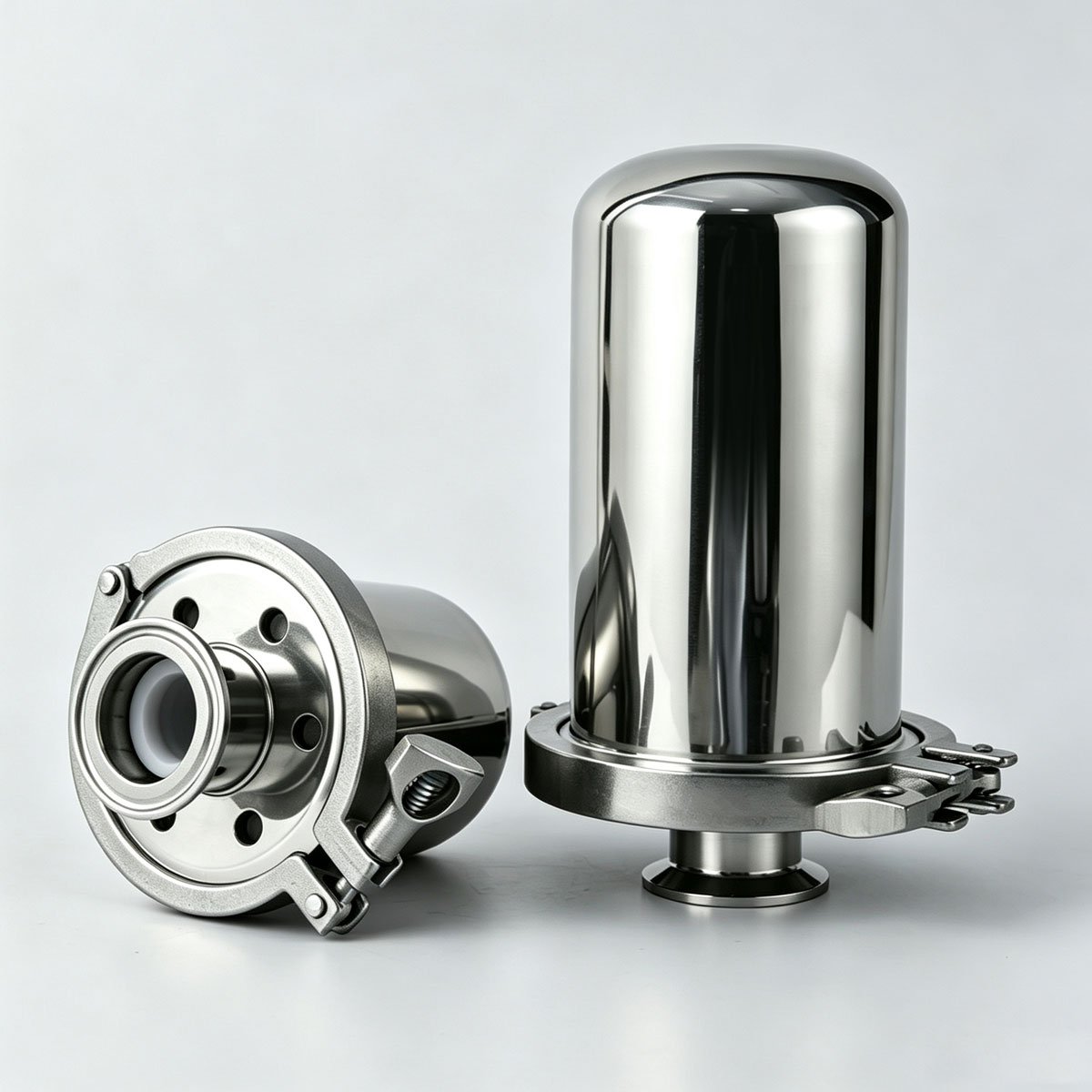 Haoqintech 304 stainless steel sanitary breather filter, tri clamp connection, sterile vent filter installed on fermenter tank top, food pharma grade