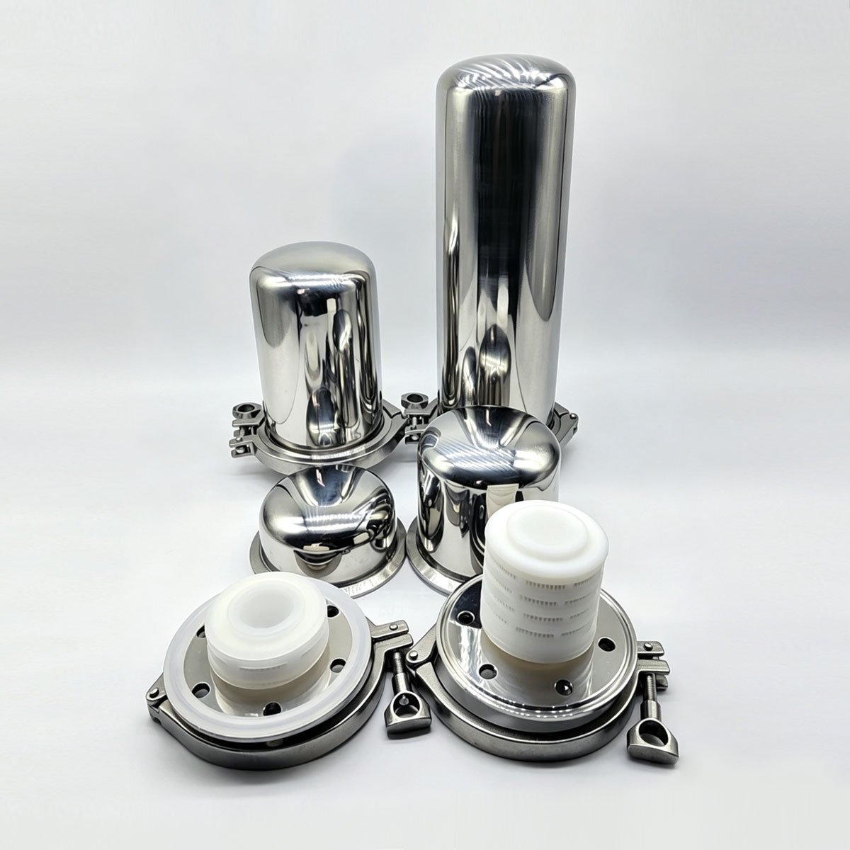 Haoqintech 304 stainless steel sanitary breather filter, tri clamp connection, sterile vent filter installed on fermenter tank top, food pharma grade