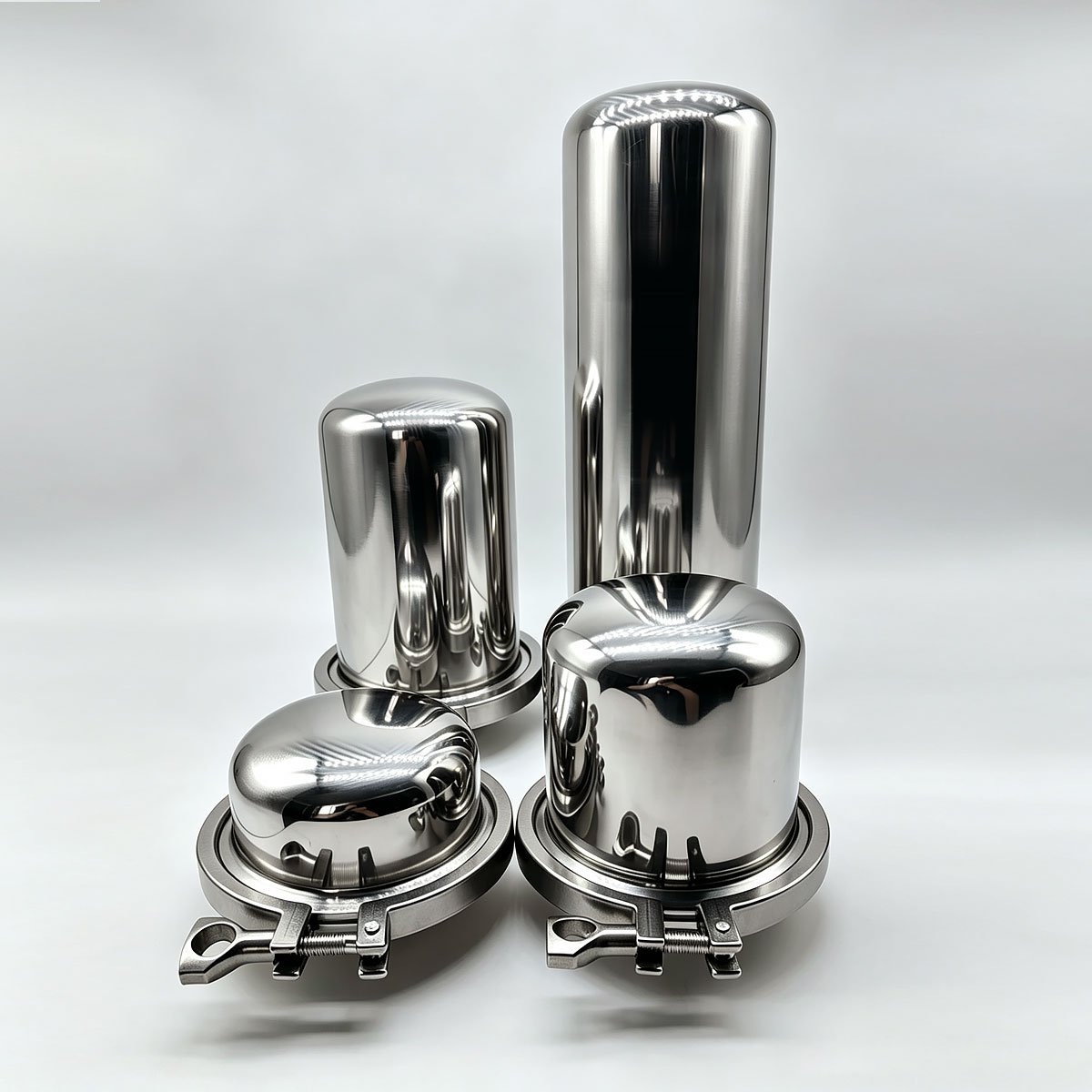 Haoqintech 304 stainless steel sanitary breather filter, tri clamp connection, sterile vent filter installed on fermenter tank top, food pharma grade