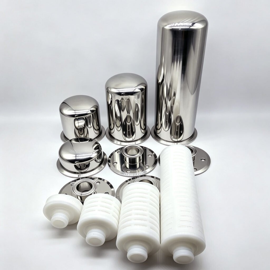 Haoqintech 304 stainless steel sanitary breather filter, tri clamp connection, sterile vent filter installed on fermenter tank top, food pharma grade