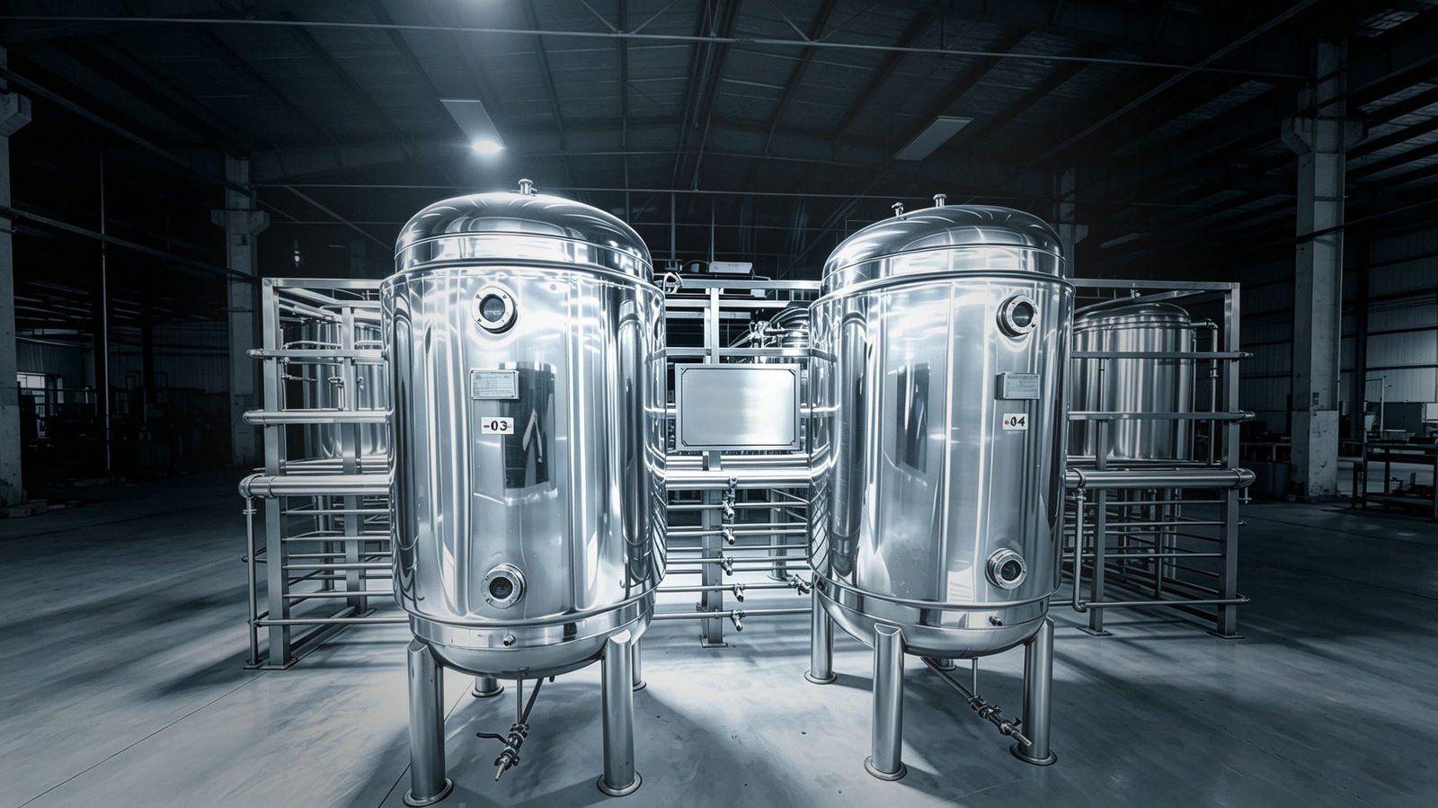 Haoqintech stainless steel sanitary tanks in production facility
