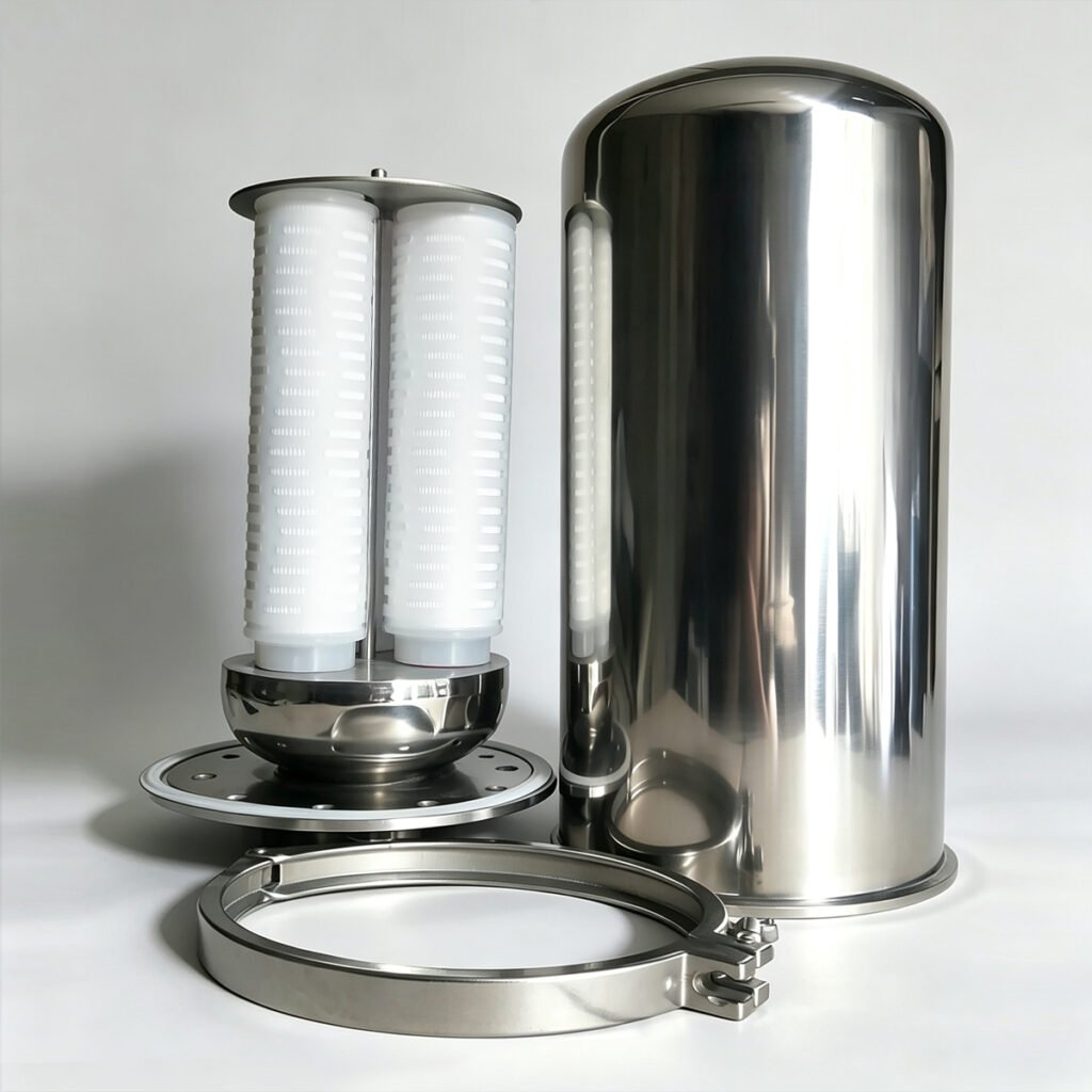 304 SS sanitary multi-cartridge filter housing with PP cartridges