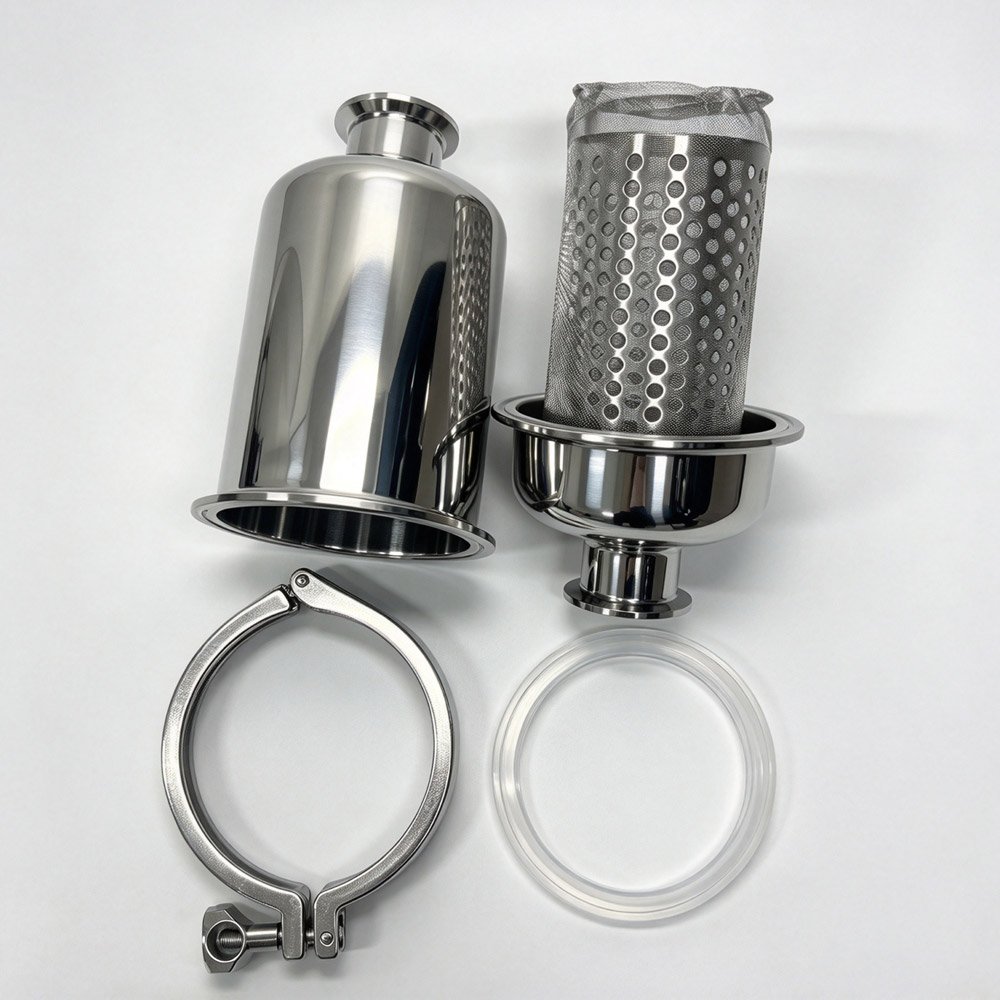 Haoqintech Separated stainless steel sanitary filter housing and mesh filter element with tri-clamp and silicone gasket