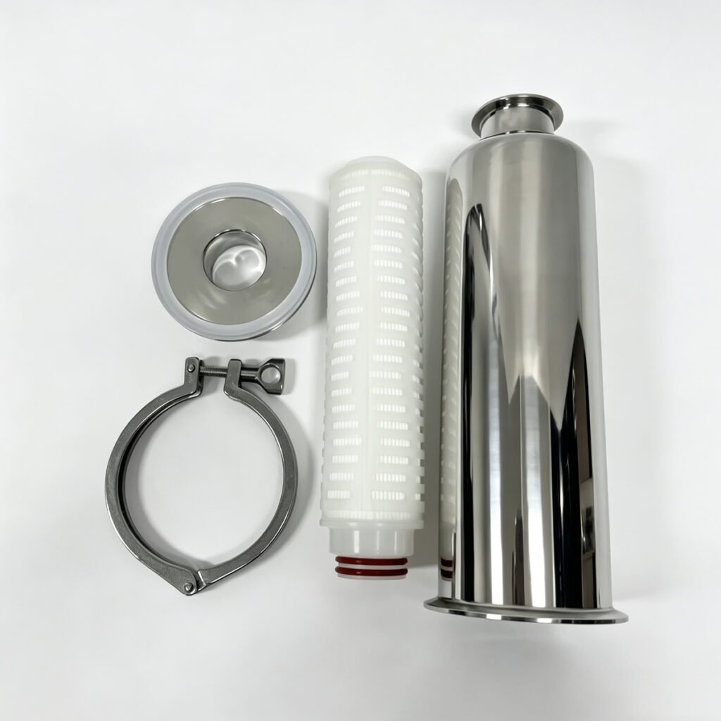 Haoqintech 304 stainless steel sanitary tank breather filter housing with cartridge, tri-clamp and gasket