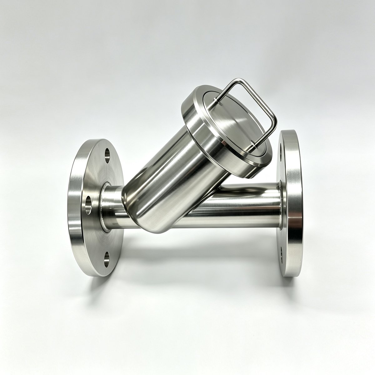 SS304 sanitary Y-strainer flanged food grade filter closed view