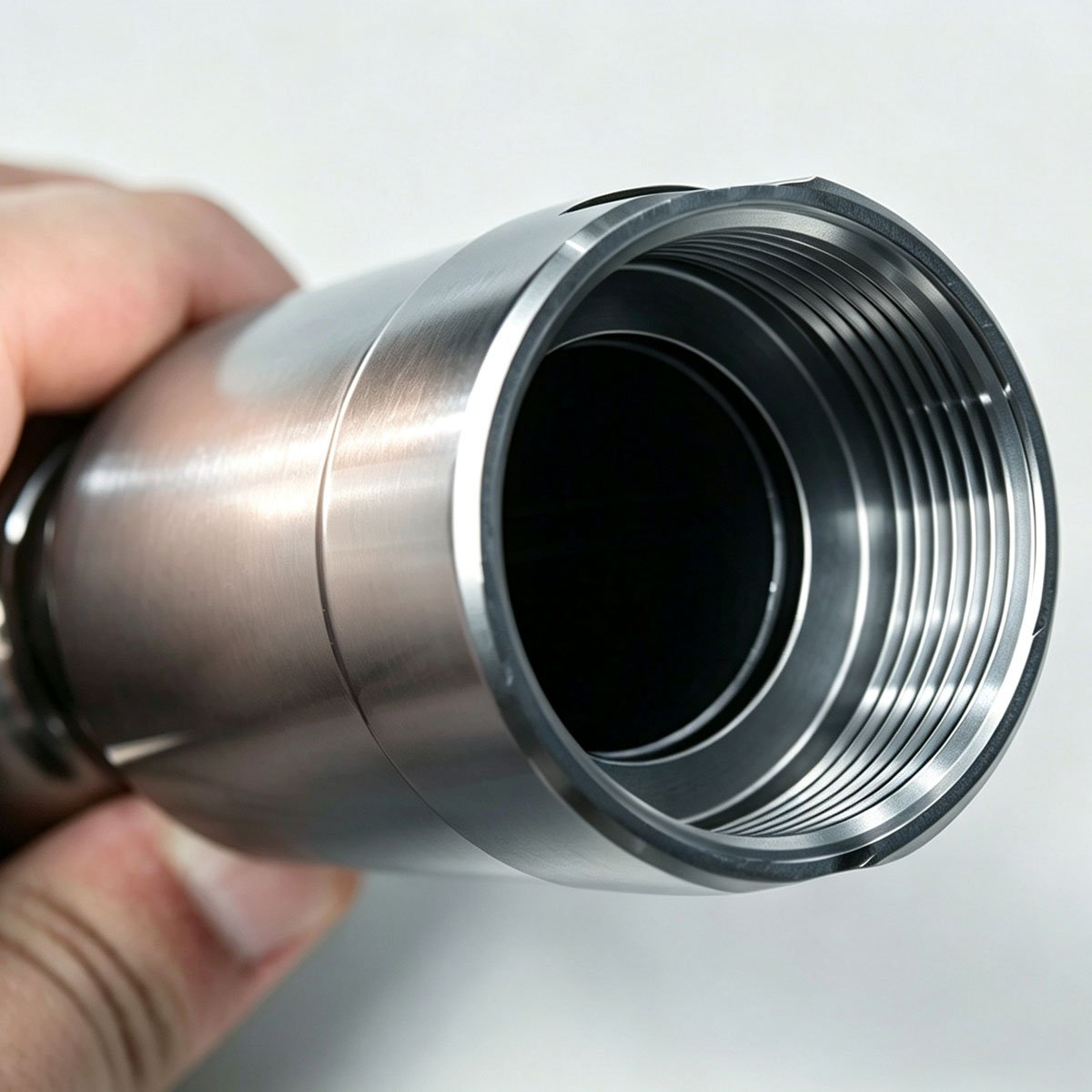 Close-up of female thread connection on sanitary rotary spray ball