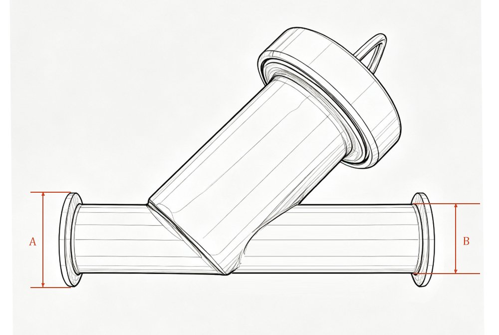 SS304 Sanitary Tri-Clamp Y-Strainer Dimension Drawing