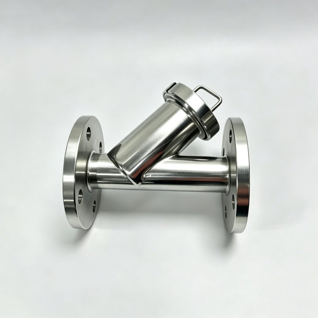 SS304 sanitary Y-strainer flanged food grade pipeline filter