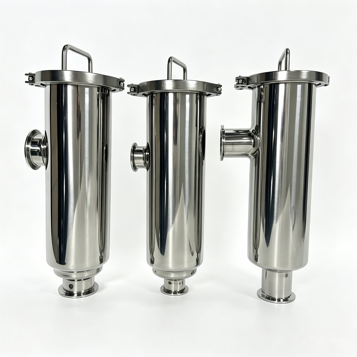 Different connection orientations of 304 stainless steel sanitary straight-through Tri-Clamp filters