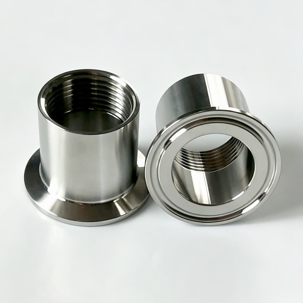304 SS tri-clamp female threaded adapter showing internal thread and clamp face