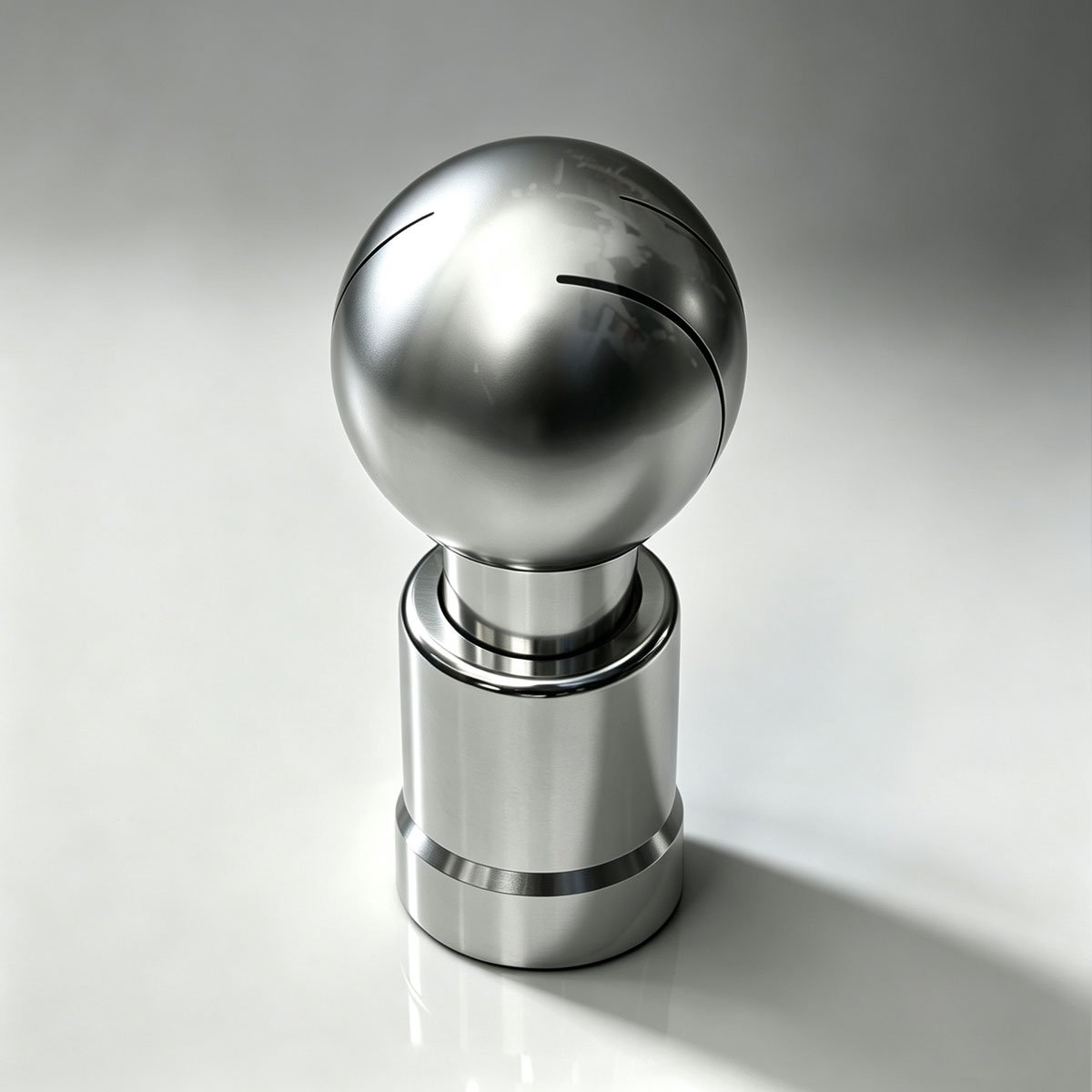 Close-up of SS304 sanitary rotary spray ball head with spray slots