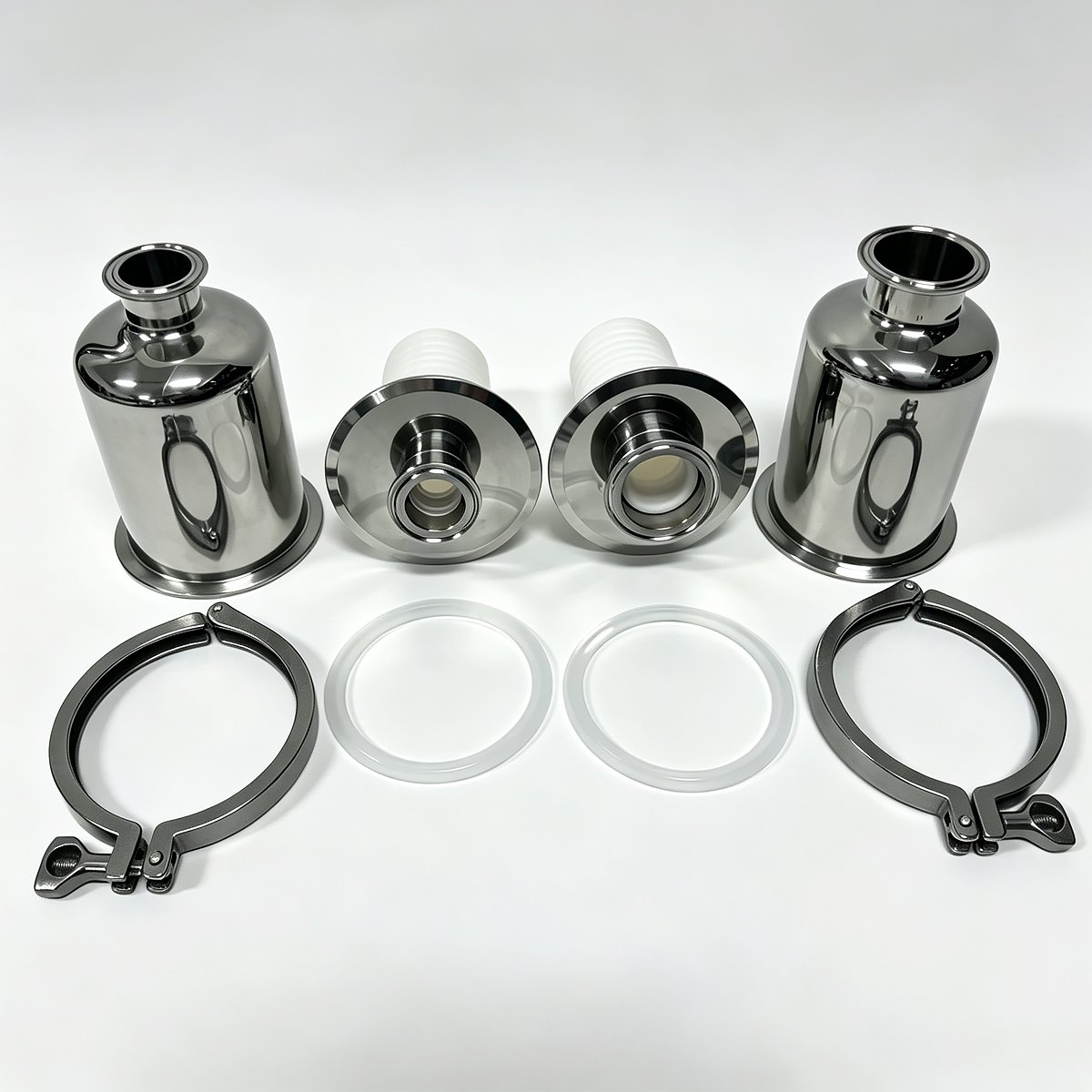 Haoqintech Two sanitary tri-clamp tank breather filters with cartridges, clamps and gaskets