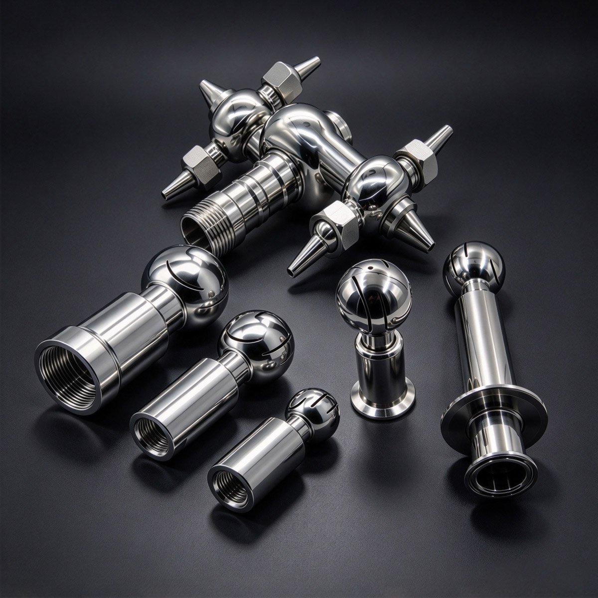 304 stainless steel sanitary tank cleaning nozzles rotary spray balls multi-model product collection photo