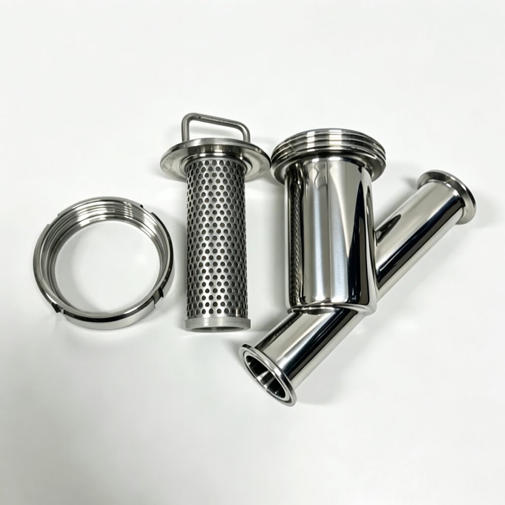 SS304 sanitary Y-strainer Tri-Clamp with handle screen and locking ring