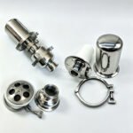 Stainless steel sanitary tri-clamp filter housing with mesh strainer, bellows and clamp