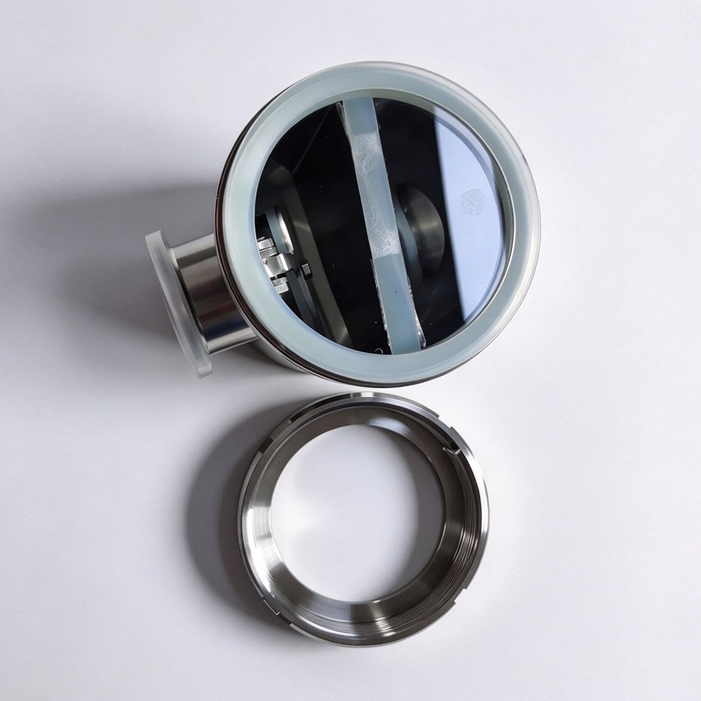 304 stainless steel sanitary air break fitting with sight glass, top view